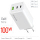 Зарядний пристрій ColorWay C101B GaN Mini 100W PD PPS 2xUSB-C + USB-A white (CW-CHS061PD-WT)