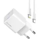 Зарядний пристрій ColorWay C101D GaN Mini 20W PD PPS USB-C + cable USB-C to Lightning white (CW-CHS059PDL-WT)