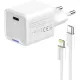 Зарядний пристрій ColorWay C101D GaN Mini 20W PD PPS USB-C + cable USB-C to Lightning white (CW-CHS059PDL-WT)
