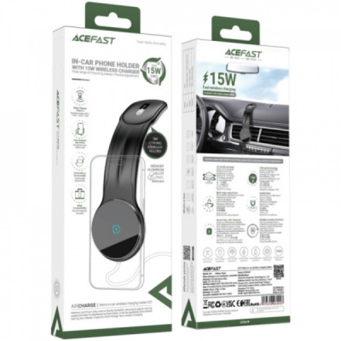 Універсальний автотримач Acefast D21 Magnetic wireless Velcro (6974316282907)
