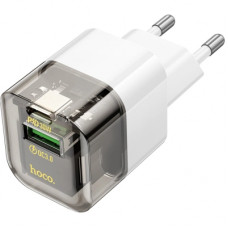 Зарядний пристрій HOCO C131A USB-C PD30W + 1xUSB QC3.0 transparent black (6942007609821)