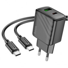 Зарядний пристрій HOCO CS23A USB-C PD30W + 1xUSB QC3.0 + cable USB-C to USB-C black (6942007609968)