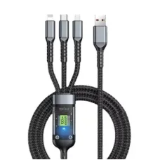 Дата кабель USB 2.0 AM to Lightning + Micro 5P + USB-C 1.2m 100W nylon black XoKo (SC-3100)