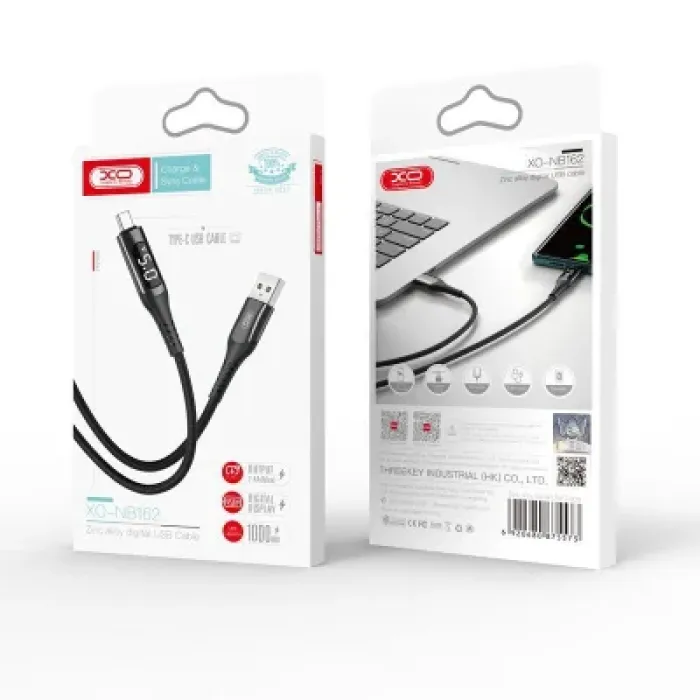Дата кабель USB 2.0 AM to Lightning 1.0m 2.4A LED black XO (NB162-L-1-BK)