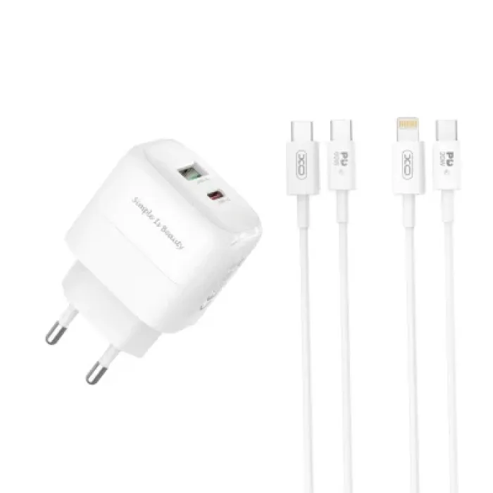 Зарядний пристрій XO 1xUSB QC3.0 + 1xUSB-C PD20W (XO-QC37)