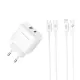 Зарядний пристрій XO 1xUSB QC3.0 + 1xUSB-C PD20W (XO-QC37)