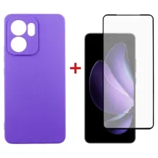 Чохол до мобільного телефона Dengos Oppo Reno13 F Case Carbon + Glass (Purple) (DG-KM-151)