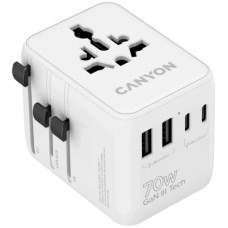 Зарядний пристрій Canyon OnTour 70 3xUSB-C + 2xUSB-A EU/UK/US/AUS 70W White (CNS-TA70W1006W)