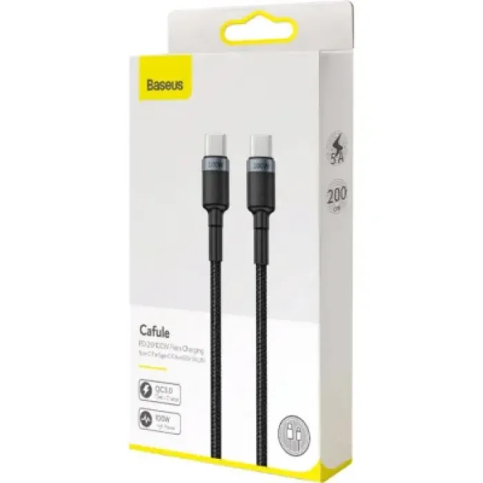 Дата кабель USB-C to USB-C 2.0m PD2.0 100W (20V/5A) red+black Baseus (CATKLF-AL91)