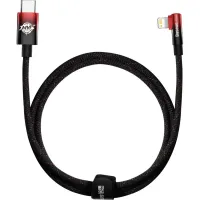 Дата кабель USB-C to Lightning 1.0m 20W 90° corner black/red Baseus (CAVP000220)
