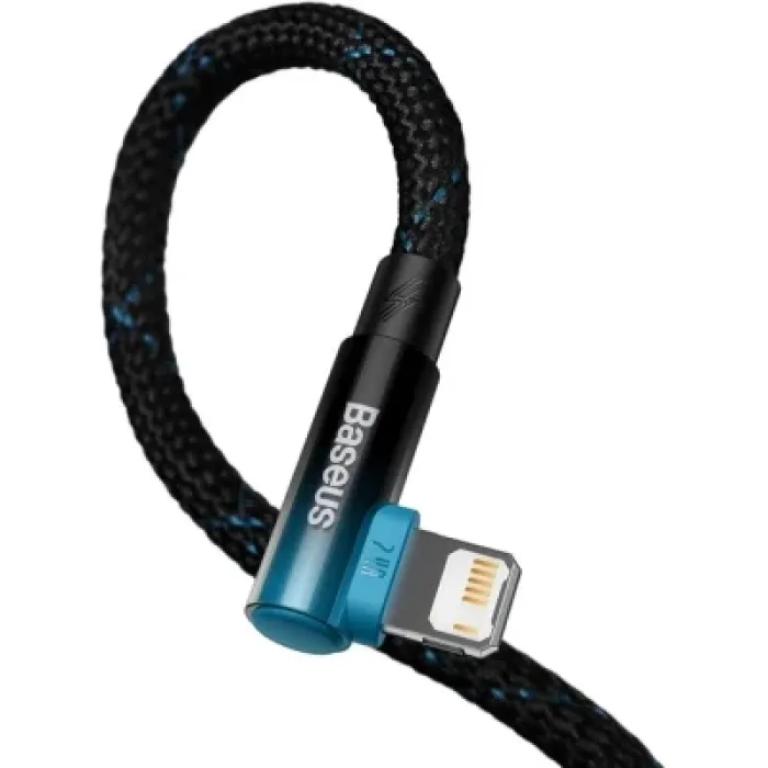 Дата кабель USB 2.0 AM to Lightning 2.0m 2.4A 90° corner black/blue Baseus (CAVP000121)