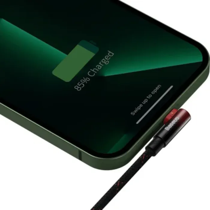 Дата кабель USB 2.0 AM to Lightning 2.0m 2.4A 90° corner black/red Baseus (CAVP000120)