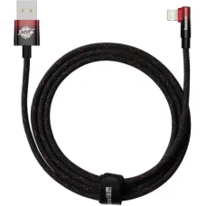 Дата кабель USB 2.0 AM to Lightning 2.0m 2.4A 90° corner black/red Baseus (CAVP000120)