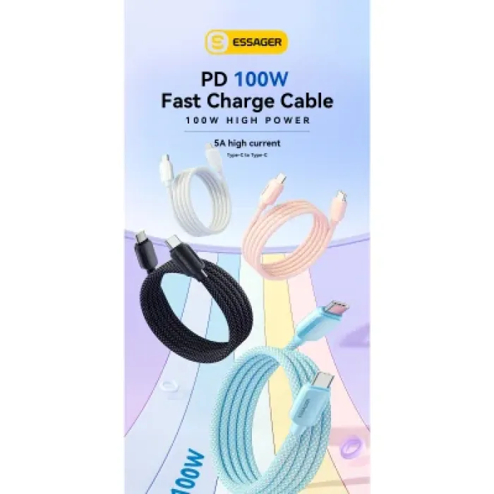 Дата кабель USB-C to USB-C 1.0m 100W white Essager (EXCTT1-WL02-P)