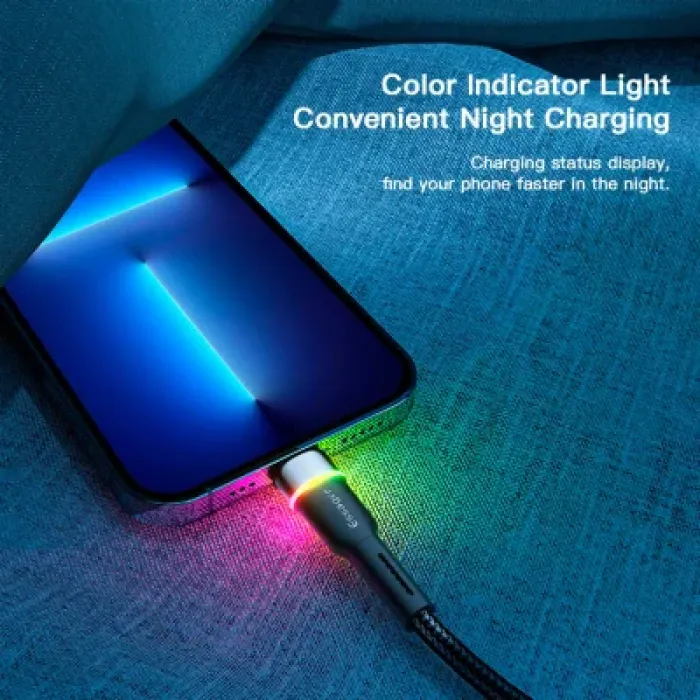 Дата кабель USB 2.0 AM to Lightning 2.0m 2.4A LED black Essager (EXCL-XCDA01)