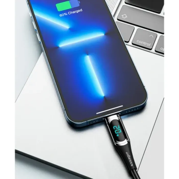 Дата кабель USB-C to Lightning 2.0m 20W Digital Display black Essager (EXCTL-YDA01)