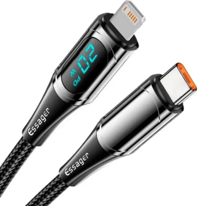 Дата кабель USB-C to Lightning 2.0m 20W Digital Display black Essager (EXCTL-YDA01)