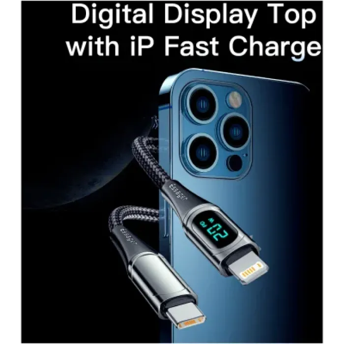 Дата кабель USB-C to Lightning 2.0m 20W Digital Display black Essager (EXCTL-YDA01)