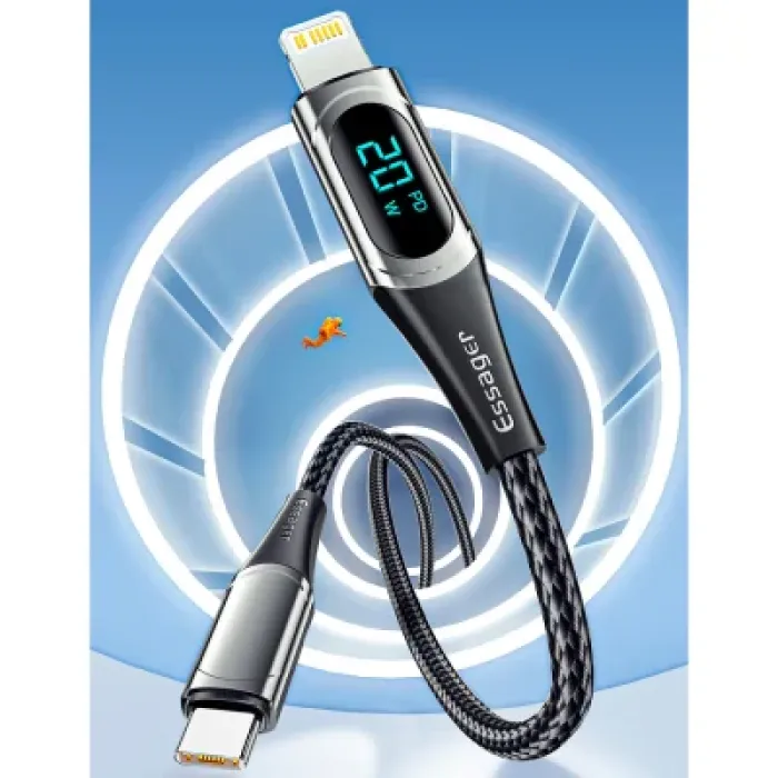 Дата кабель USB-C to Lightning 2.0m 20W Digital Display black Essager (EXCTL-YDA01)