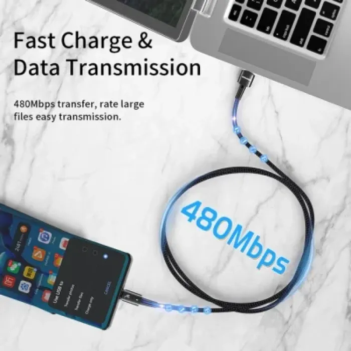 Дата кабель USB 2.0 AM to USB-C 2.0m 100W blue Essager (EXC7A-CGA03-P)
