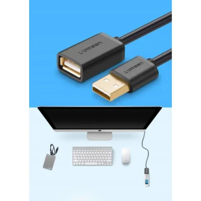 Дата кабель USB 2.0 AM/AF 1.5m US103 black Ugreen (10315)