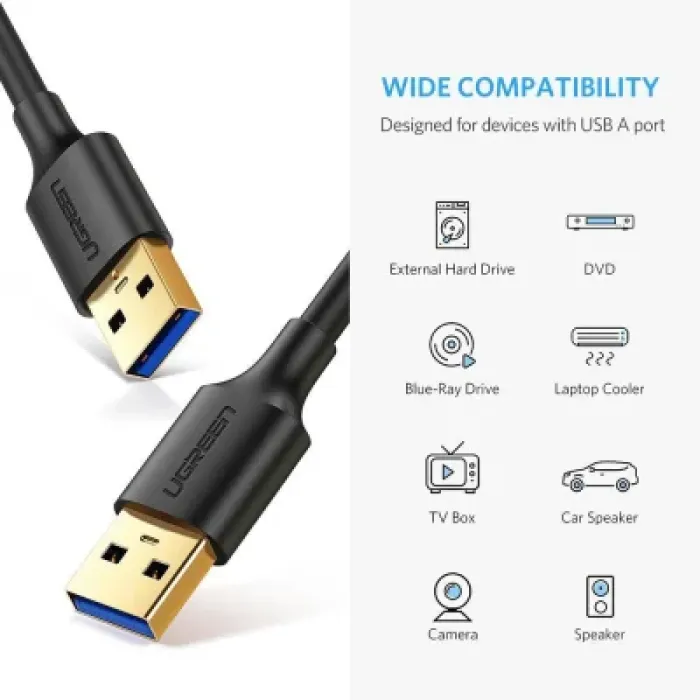 Дата кабель USB 3.0 AM/AM 0.5m US128 black Ugreen (10369)