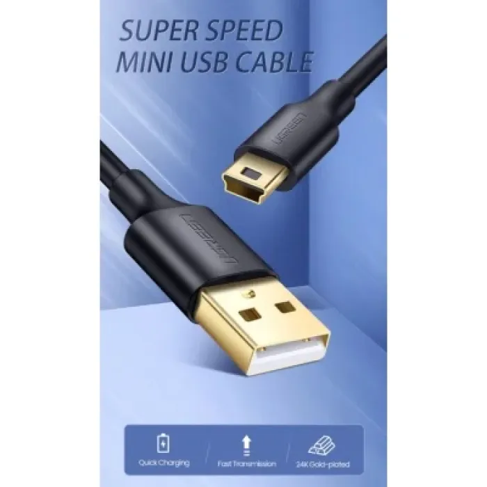 Дата кабель USB 2.0 AM to Mini 5P 1.0m US132 black Ugreen (10355)