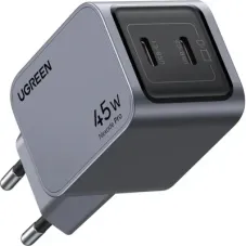Зарядний пристрій Ugreen 2xUSB-C PD45W GaN X707 gray (35008)