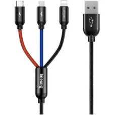 Дата кабель USB 2.0 AM to Lightning + Micro 5P + USB-C 1.2m 5A black Baseus (CAMLT-BSY01)
