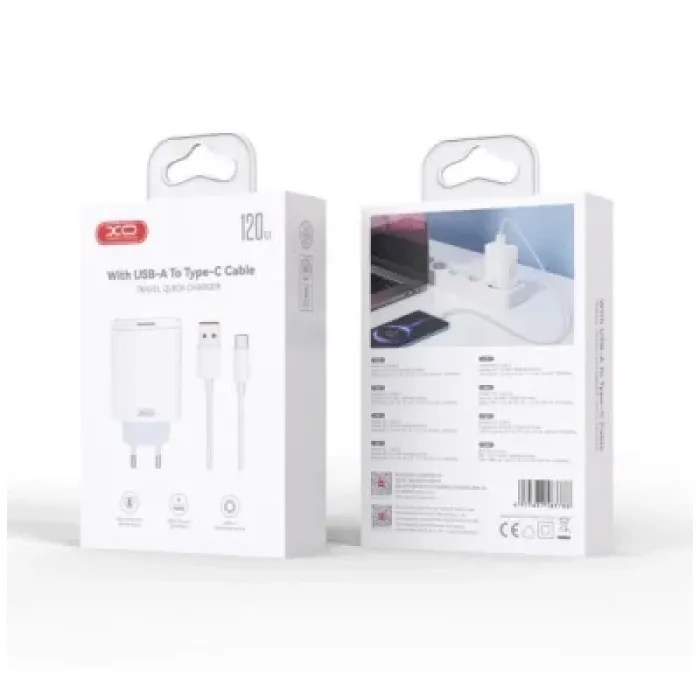 Зарядний пристрій XO USB 120W + cable USB to USB-C white (XO-L128U)