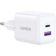 Зарядний пристрій Ugreen USB + USB-C GaN 30W X516 white (65015)