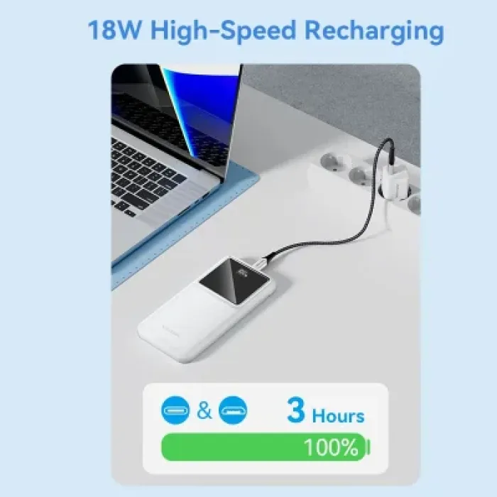 Батарея універсальна Vention 10000 mAh 22.5W Black LED Display Type (FHKB0)