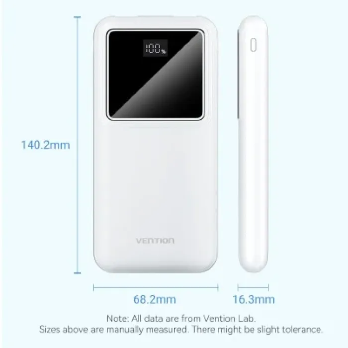 Батарея універсальна Vention 10000 mAh 22.5W Black LED Display Type (FHKB0)