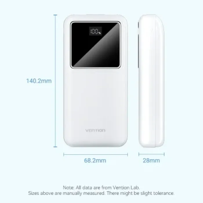 Батарея універсальна Vention 20000 mAh 22.5W Black LED Display Type (FHLB0)