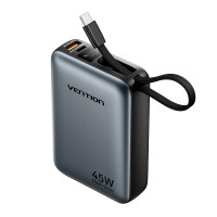 Батарея универсальная Vention 20000 mAh 45W Mini with Built-in USB-C Cable Gray (FHGH0)