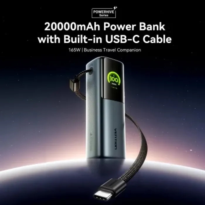 Батарея універсальна Vention 20000 mAh 165W Gray TFT Display Type (FKFH0)