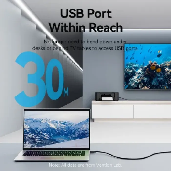 Дата кабель USB 2.0 AM/AF 25.0m Active black Vention (CBKBS)