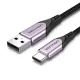 Дата кабель USB 2.0 AM to USB-C 1.5m 3A cotton braided aluminum purple Vention (CODVG)