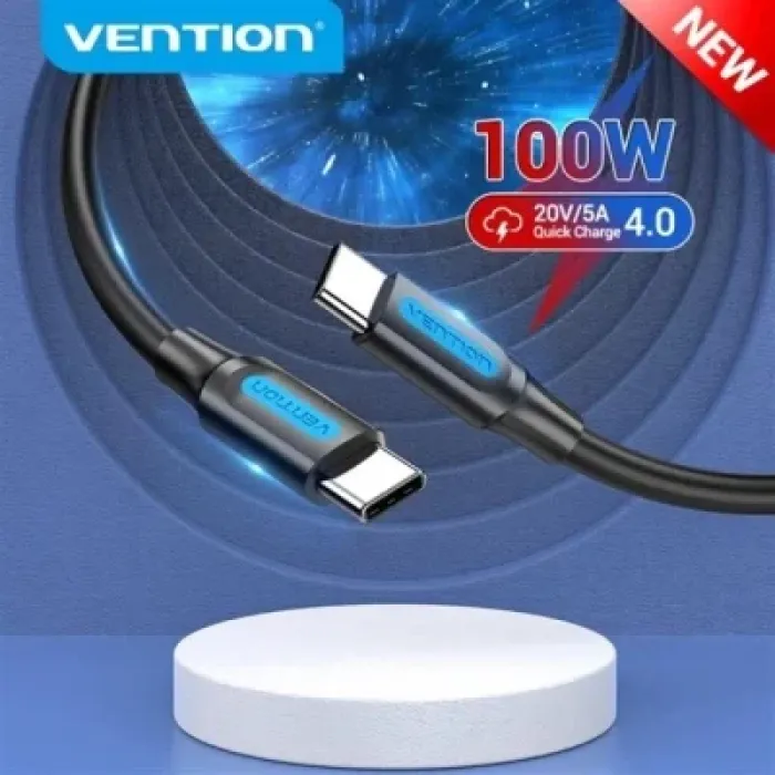Дата кабель USB-C to USB-C 1.5m 5A black Vention (COTBG)