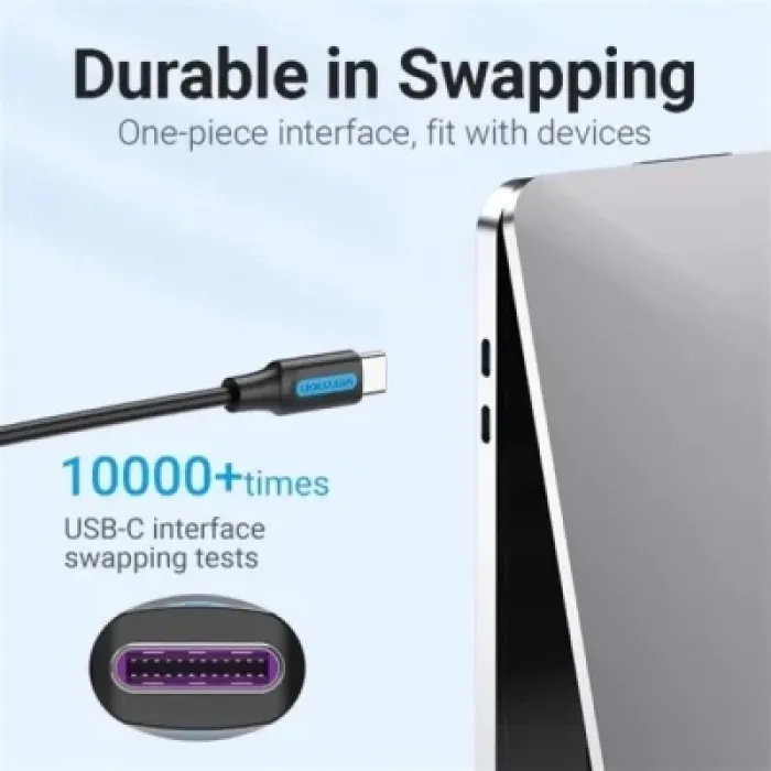 Дата кабель USB-C to USB-C 1.5m 5A black Vention (COTBG)