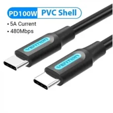 Дата кабель USB-C to USB-C 1.5m 5A black Vention (COTBG)