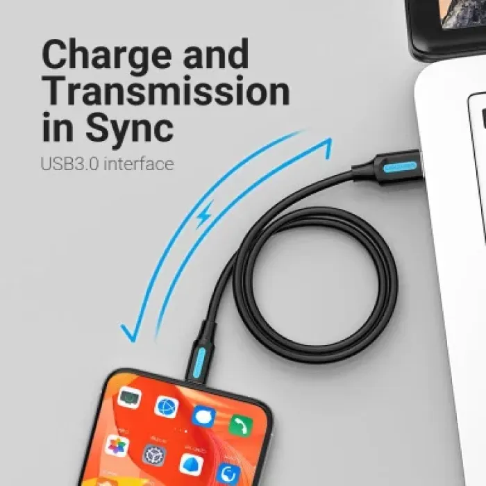 Дата кабель USB 3.0 AM to USB-C 1.5m black Vention (COZBG)