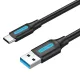 Дата кабель USB 3.0 AM to USB-C 1.5m black Vention (COZBG)