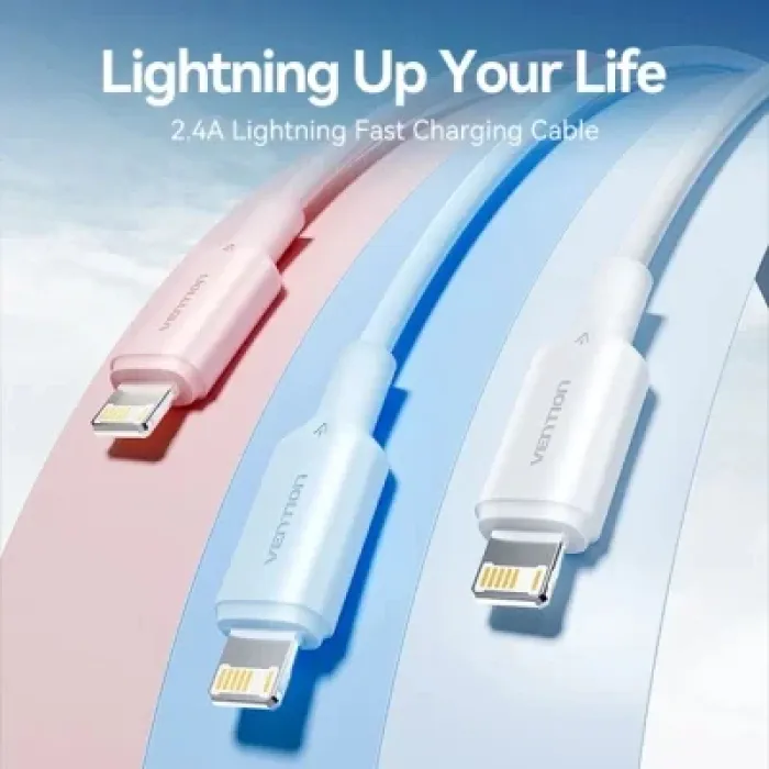 Дата кабель USB 2.0 AM to Lightning 1.0m 2.4A black Vention (LAMBF)