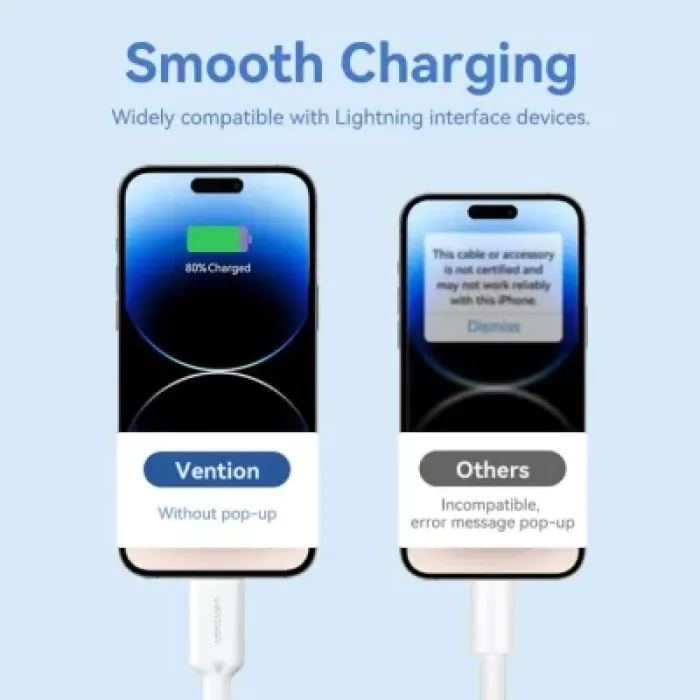 Дата кабель USB 2.0 AM to Lightning 1.0m 2.4A black Vention (LAMBF)