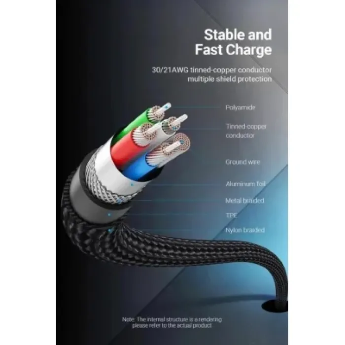 Дата кабель USB-C to USB-C 1.0m 5A aluminum gray Vention (TAEHF)