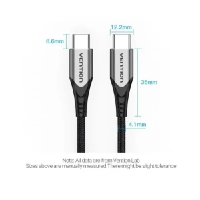 Дата кабель USB-C to USB-C 2.0m 5A aluminum gray Vention (TAEHH)