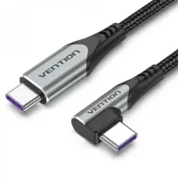 Дата кабель USB 2.0 USB-C to USB-C 1.0m 5A 90° corner aluminum gray Vention (TAKHF)
