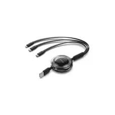 Дата кабель USB 2.0 AM to 2xUSB-C + Lightning 1.0m 3.5A retractable Vention (TRJBBE)