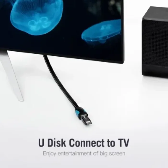 Дата кабель USB 3.0 AM/AF 2.0m flat black Vention (VAS-A13-B200)